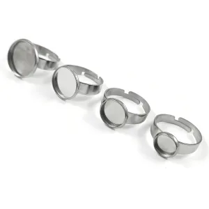 1 Stainless steel adjustable ring round cabochon setting