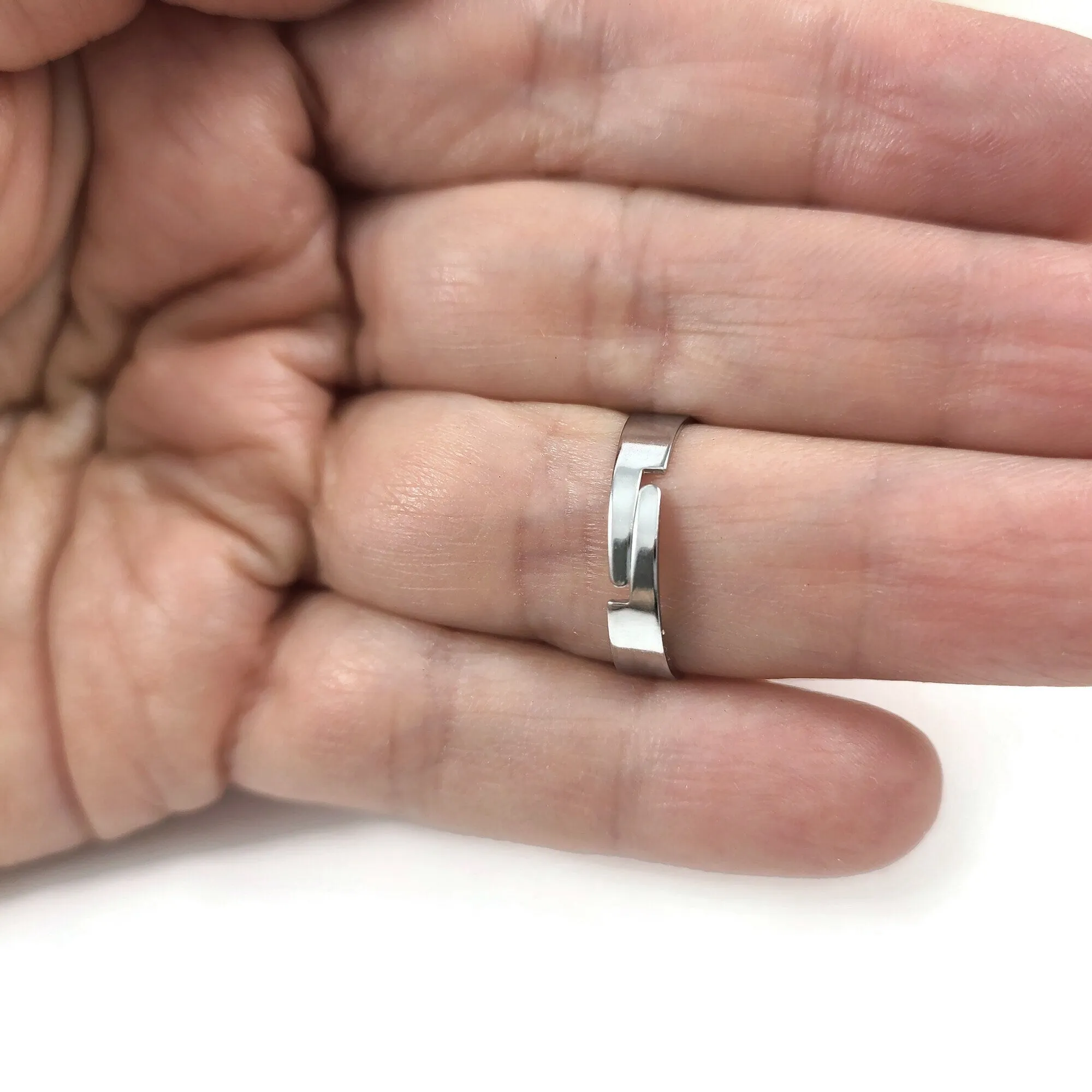 1 Stainless steel adjustable ring round cabochon setting