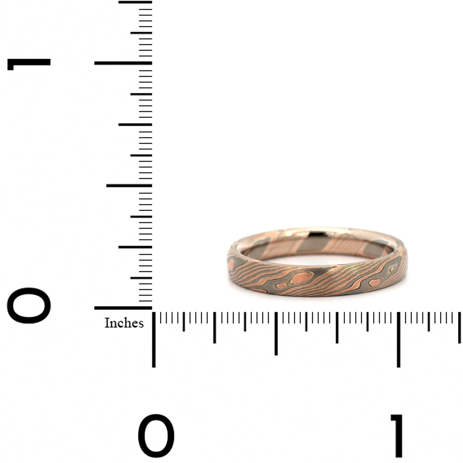14K Rose Gold, Palladium, and Silver Oak Patterned Wedding Band