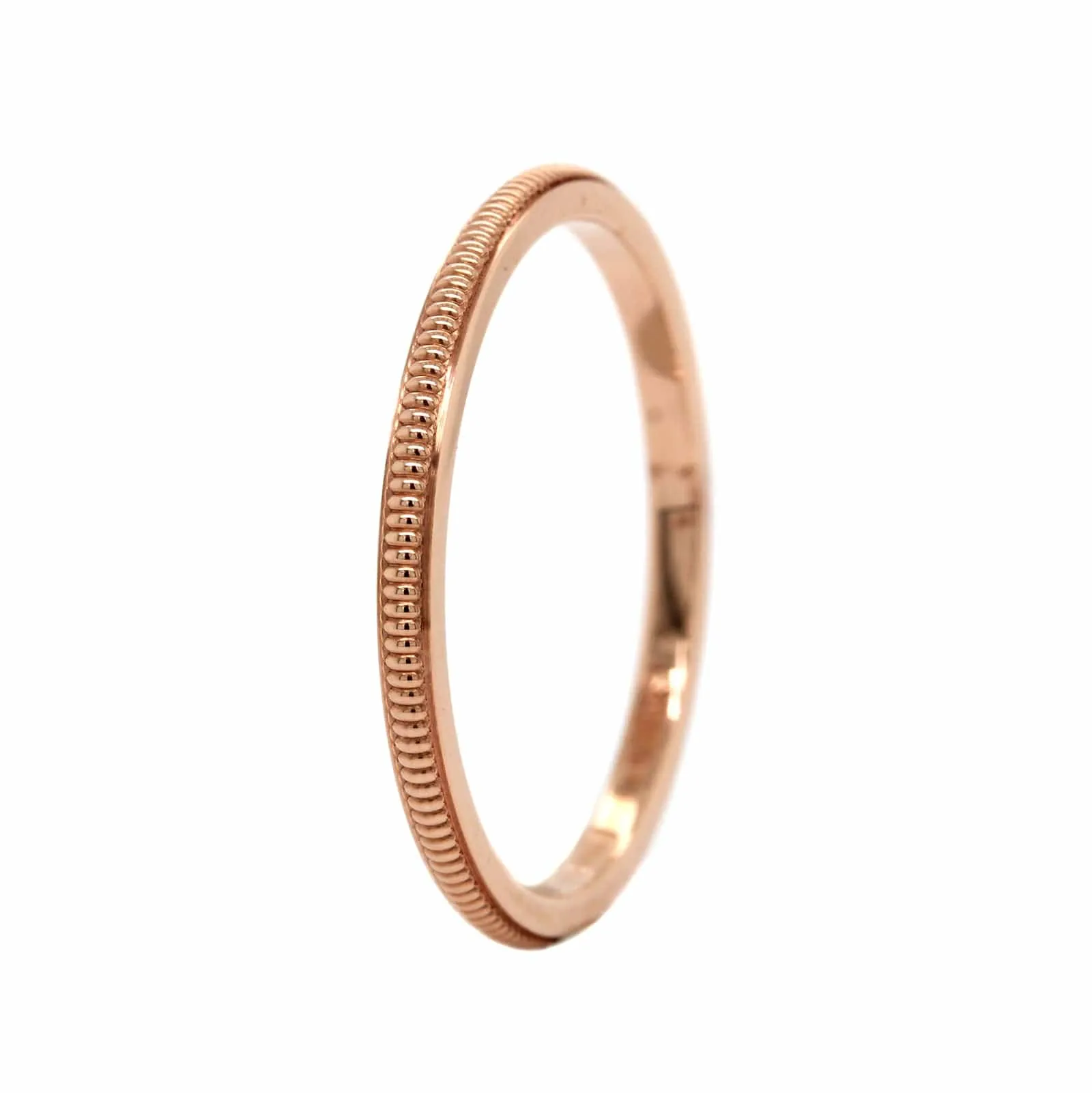 14K Rose Gold Raised Milgrain Band