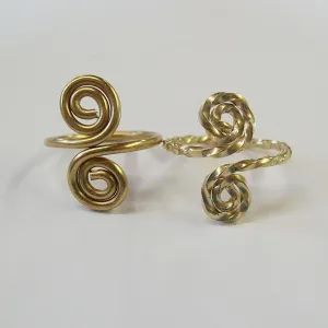 14kt Gold Filled Adjustable Toe Rings, 1 Smooth 1 Twist - Set of Two