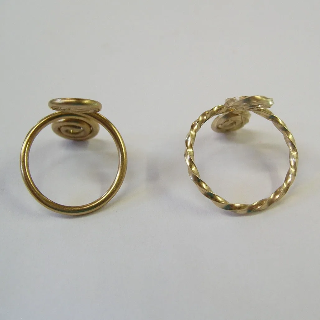 14kt Gold Filled Adjustable Toe Rings, 1 Smooth 1 Twist - Set of Two