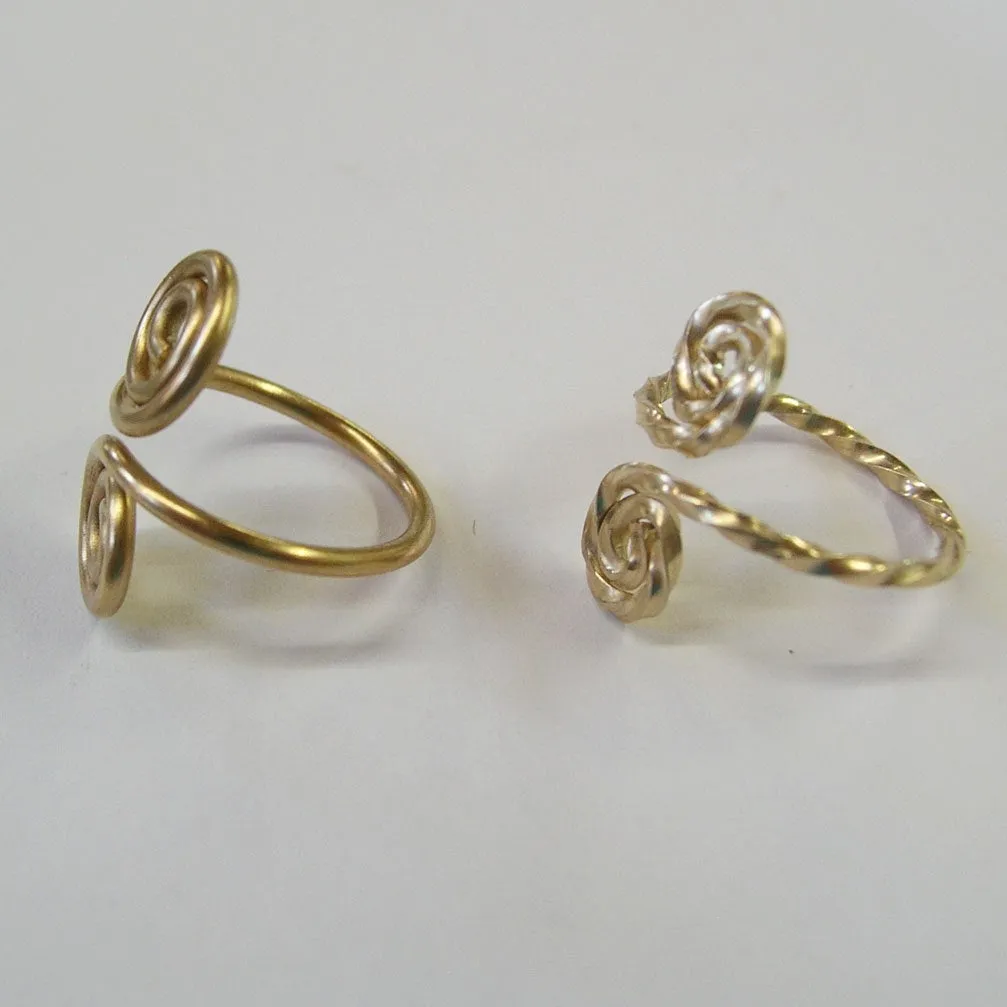 14kt Gold Filled Adjustable Toe Rings, 1 Smooth 1 Twist - Set of Two