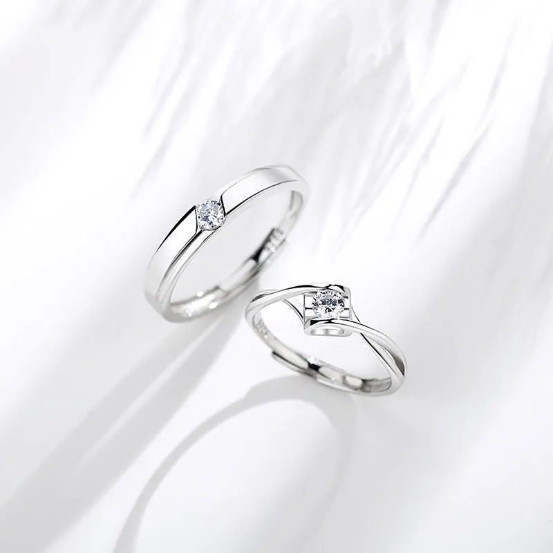 Adjustable Elegant S925 Sterling Silver Couple Rings | Different Occasions