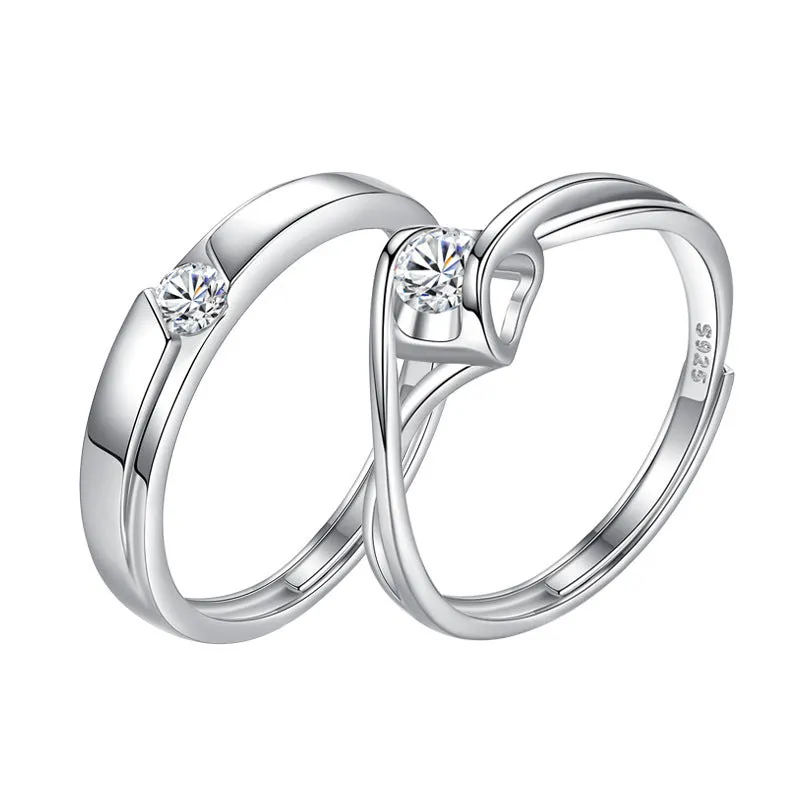 Adjustable Elegant S925 Sterling Silver Couple Rings | Different Occasions