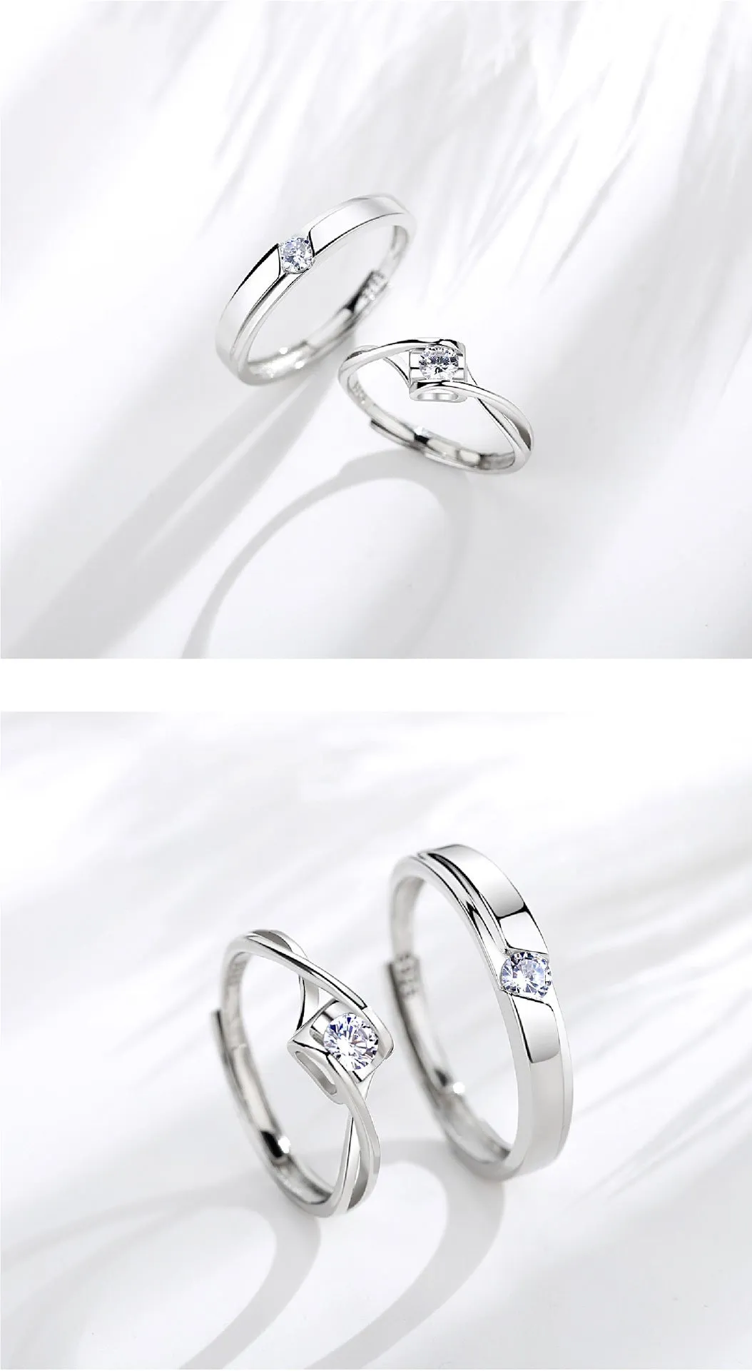 Adjustable Elegant S925 Sterling Silver Couple Rings | Different Occasions