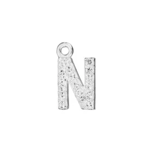 Alphabet Pendant, Letter 'N' with Rings 7mm, Sterling Silver (1 Piece)