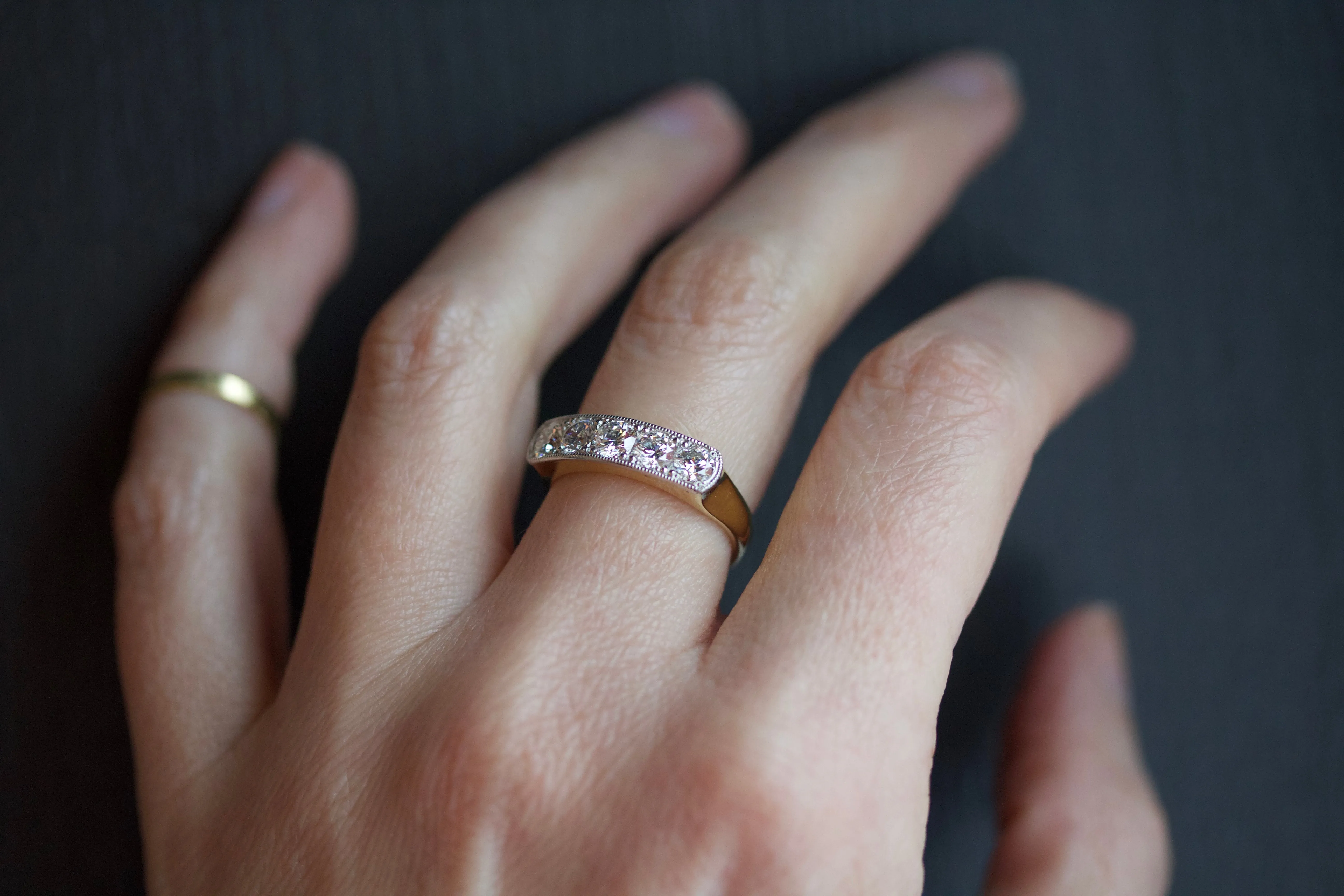 Bead Set Diamond Anniversary Ring