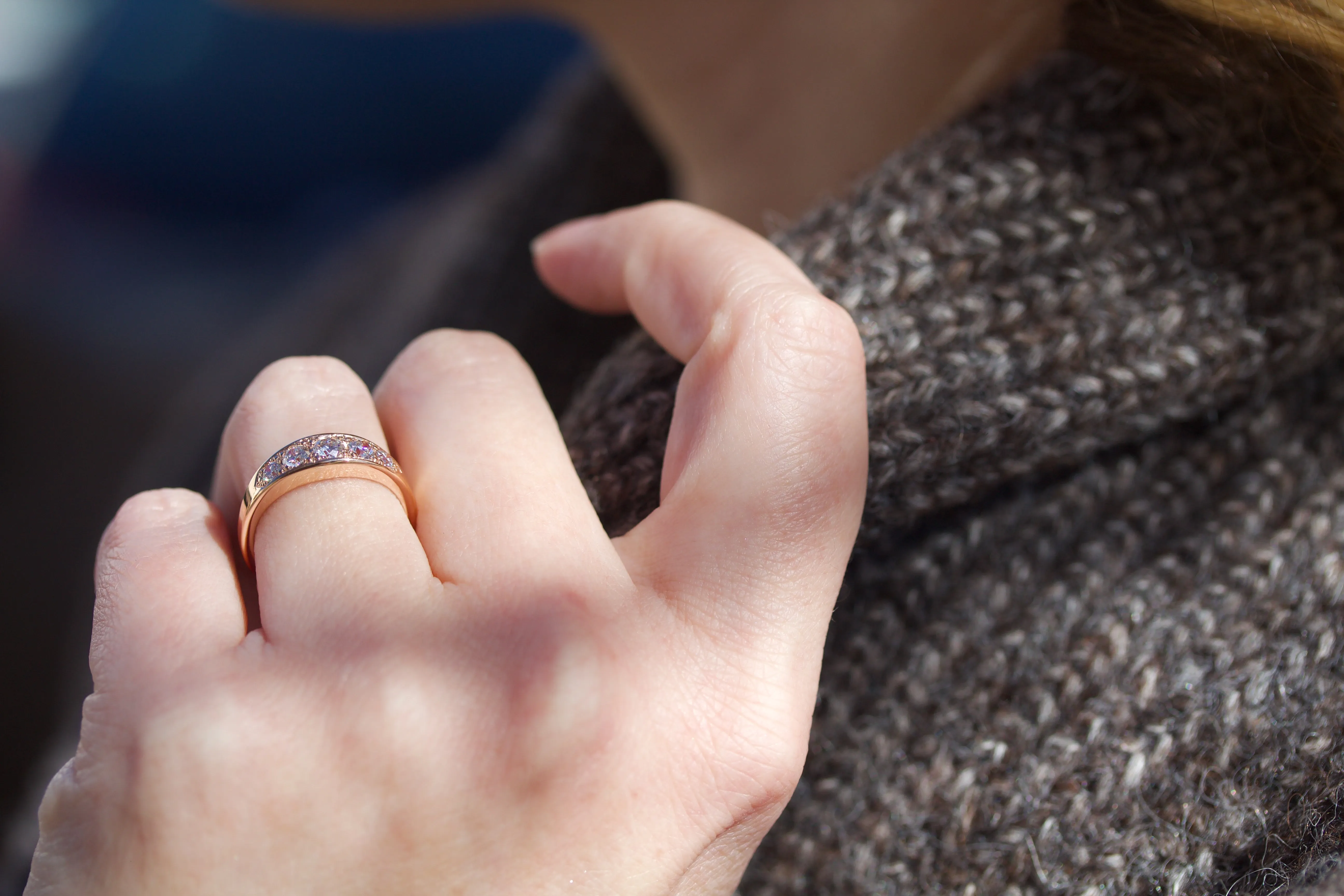 Bead Set Wedding or Anniversary Ring in Rose Gold