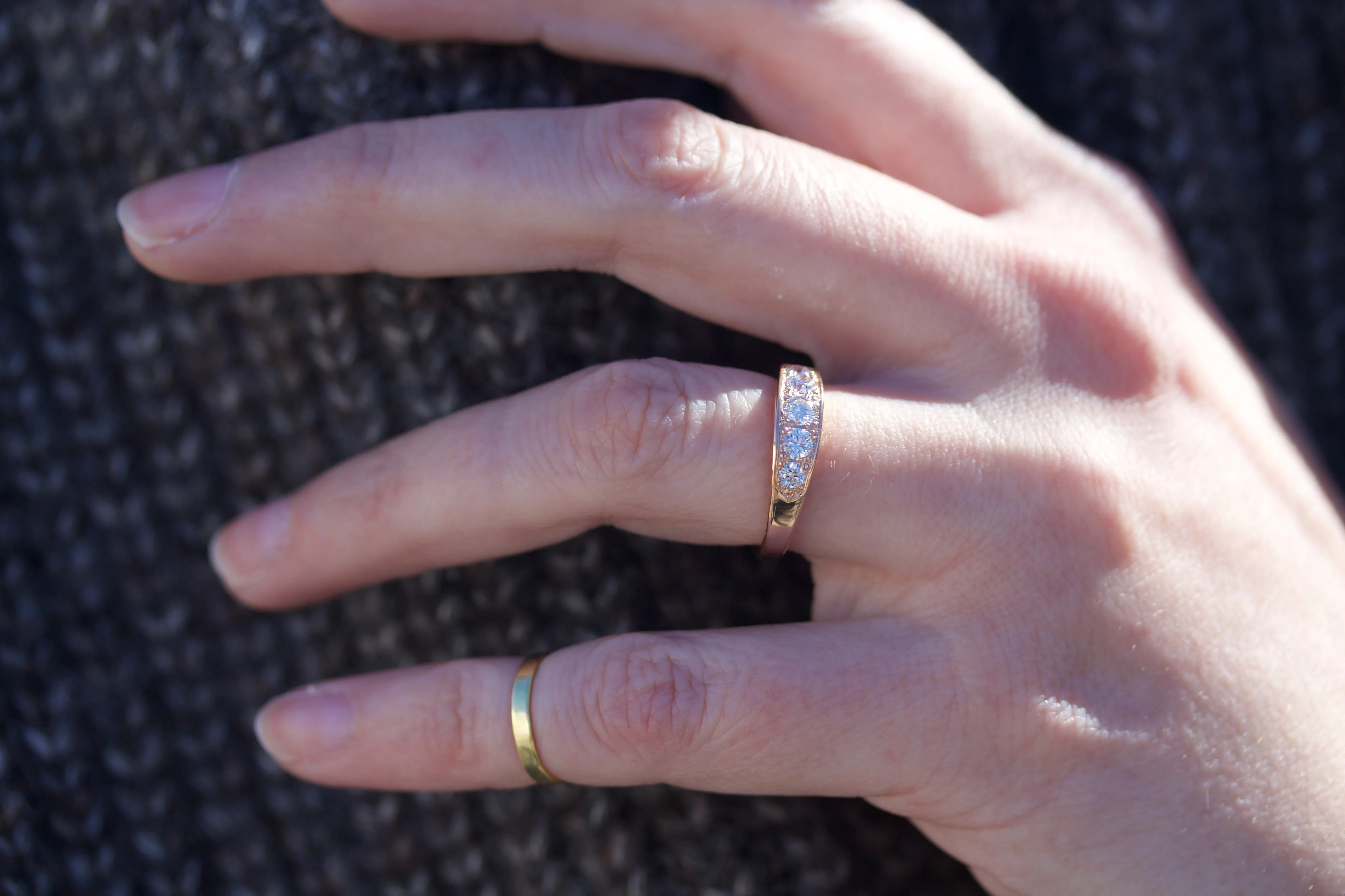 Bead Set Wedding or Anniversary Ring in Rose Gold