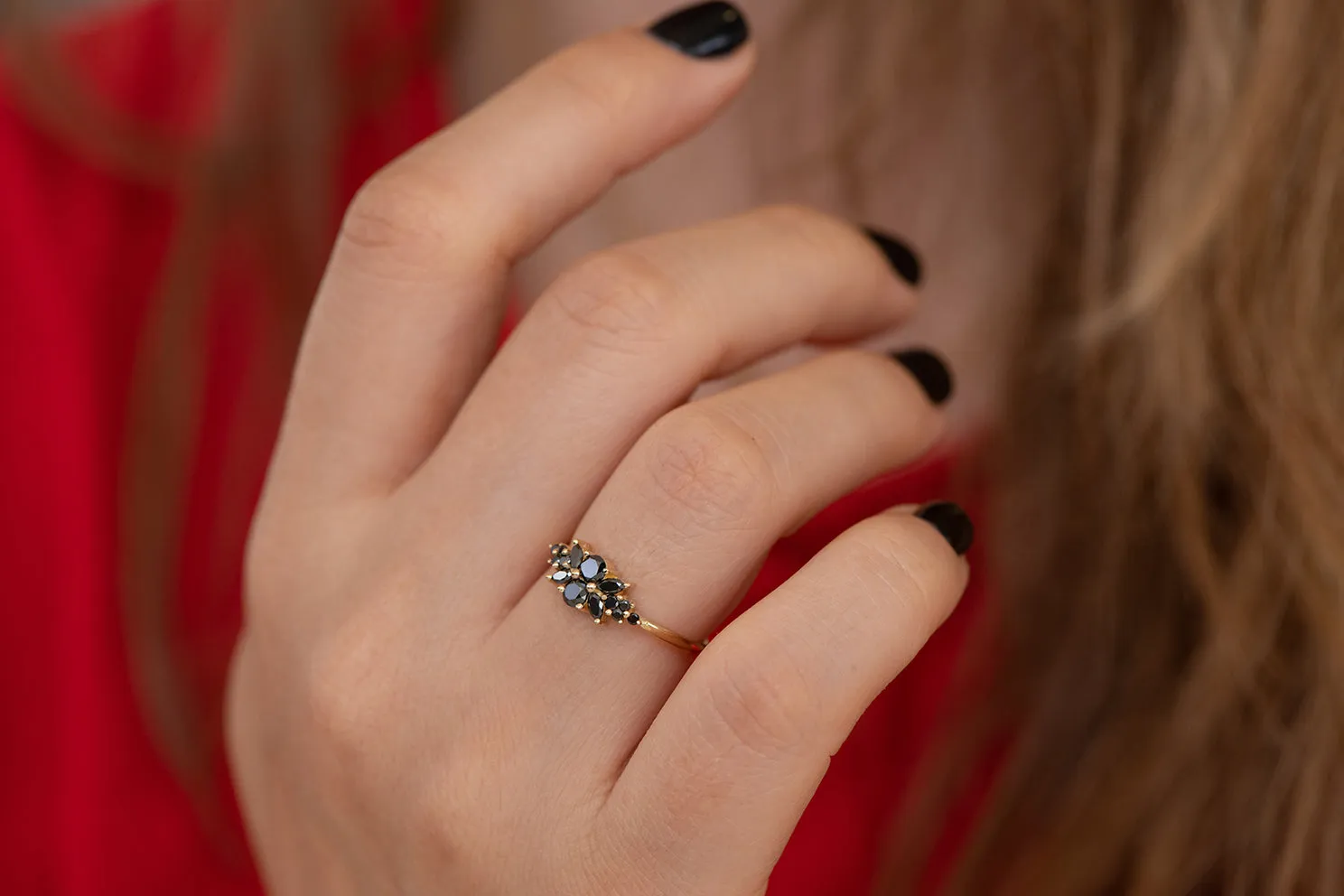Black Diamond Flora Engagement Ring