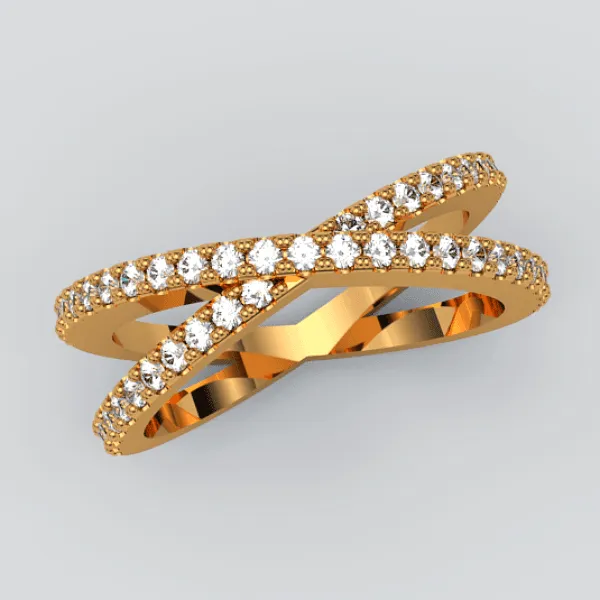 Criss Cross X Diamond Ring 14k Gold