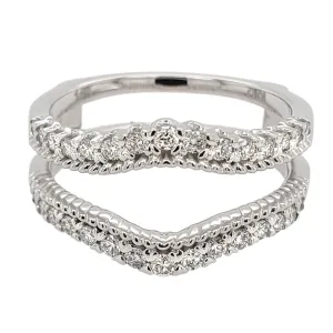 Curved Round Prong Set Diamond Ring Wrap In White Gold, 0.38 cttw
