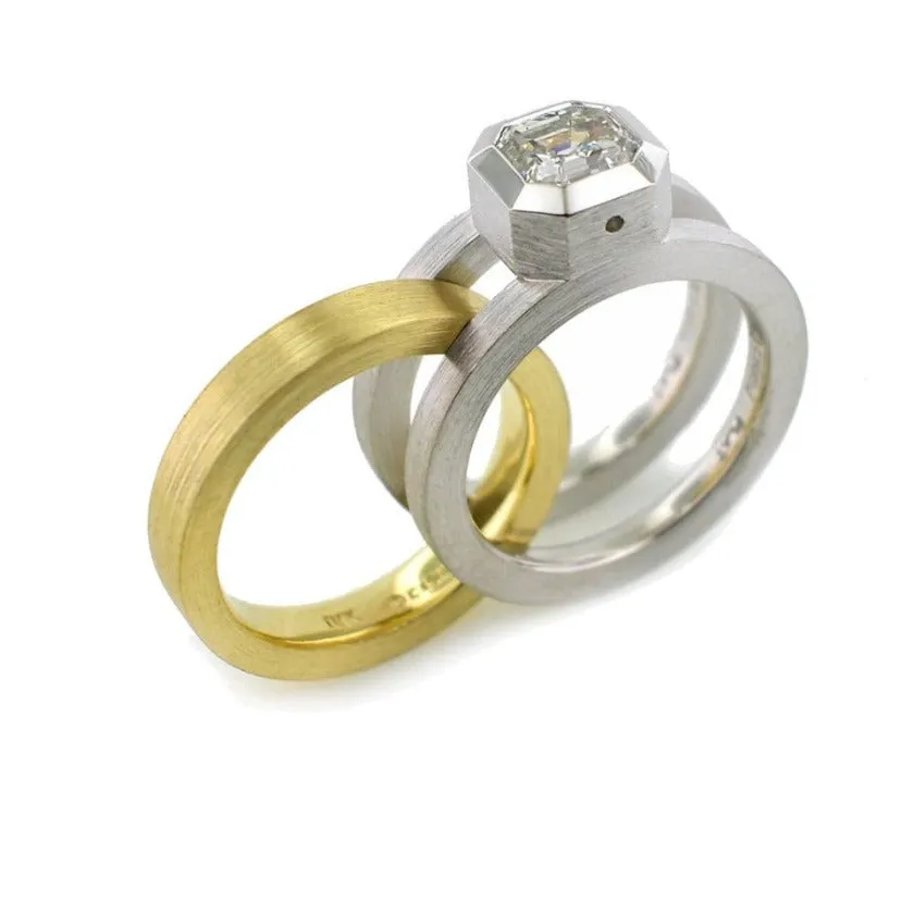 Custom Series 14 | Parallel Wide Band, Asscher Wedding Ring Set