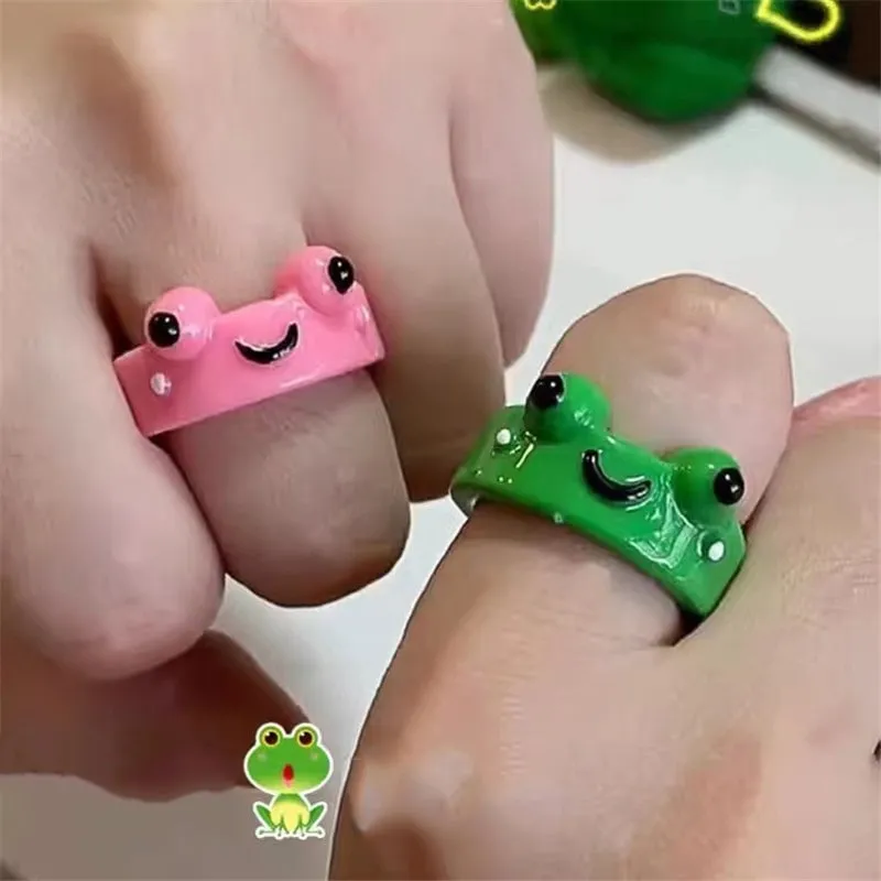 Cute Frog Resin Ring 2Pcs