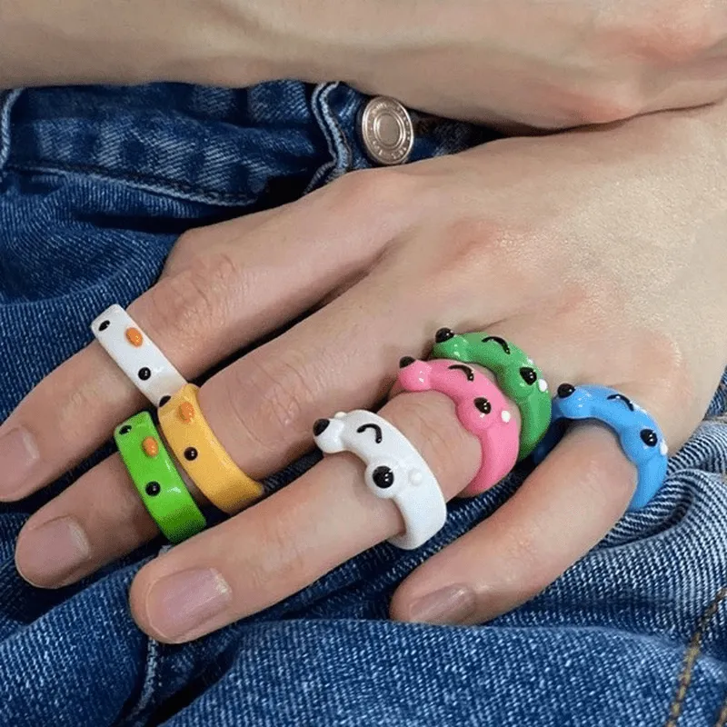 Cute Frog Resin Ring 2Pcs