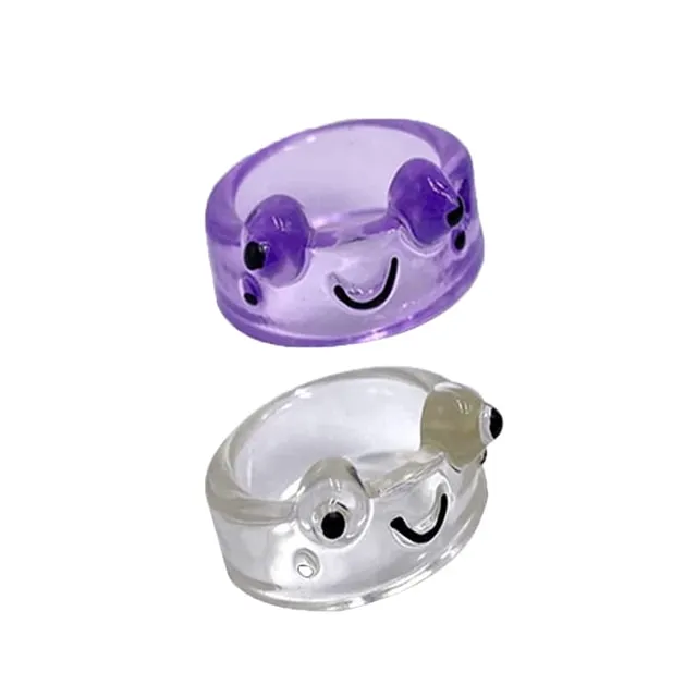 Cute Frog Resin Ring 2Pcs