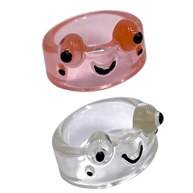 Cute Frog Resin Ring 2Pcs
