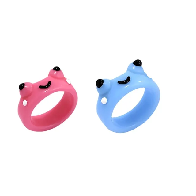 Cute Frog Resin Ring 2Pcs