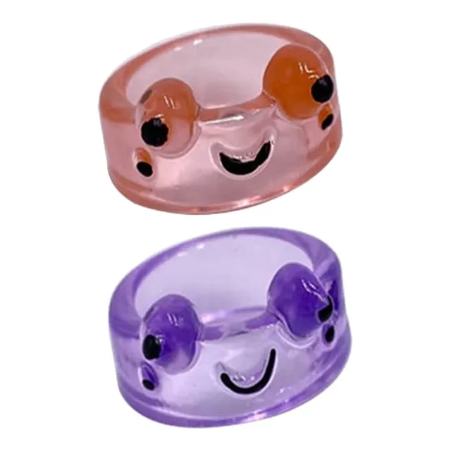Cute Frog Resin Ring 2Pcs