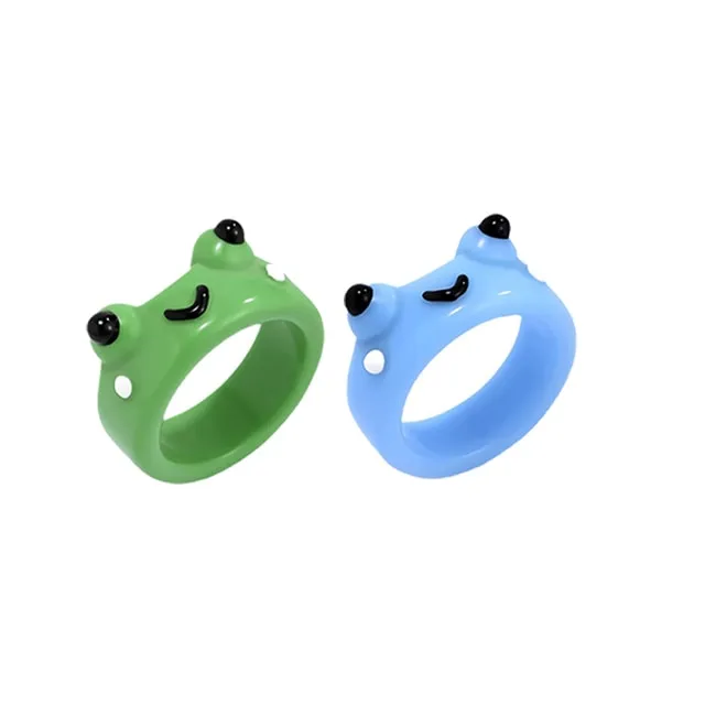 Cute Frog Resin Ring 2Pcs