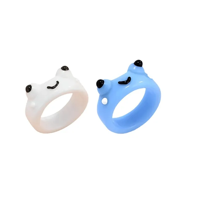 Cute Frog Resin Ring 2Pcs