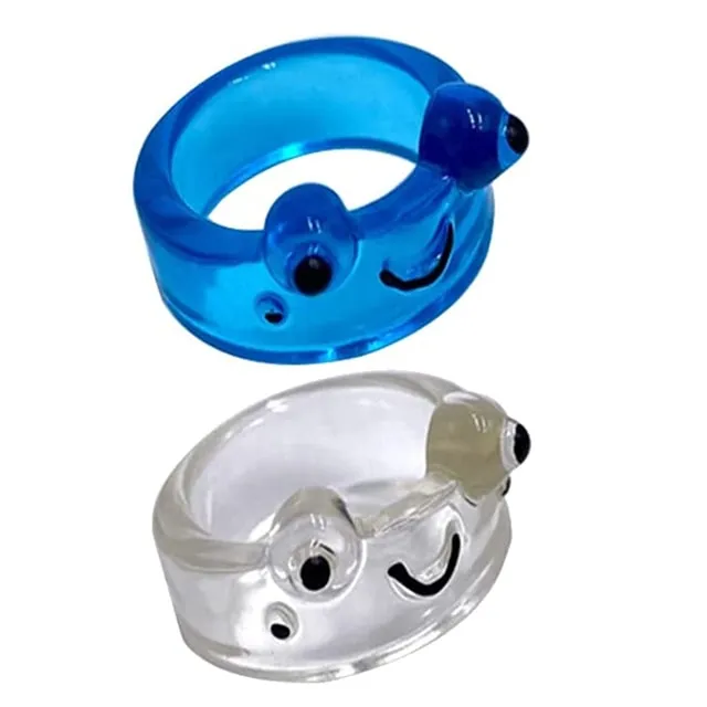 Cute Frog Resin Ring 2Pcs