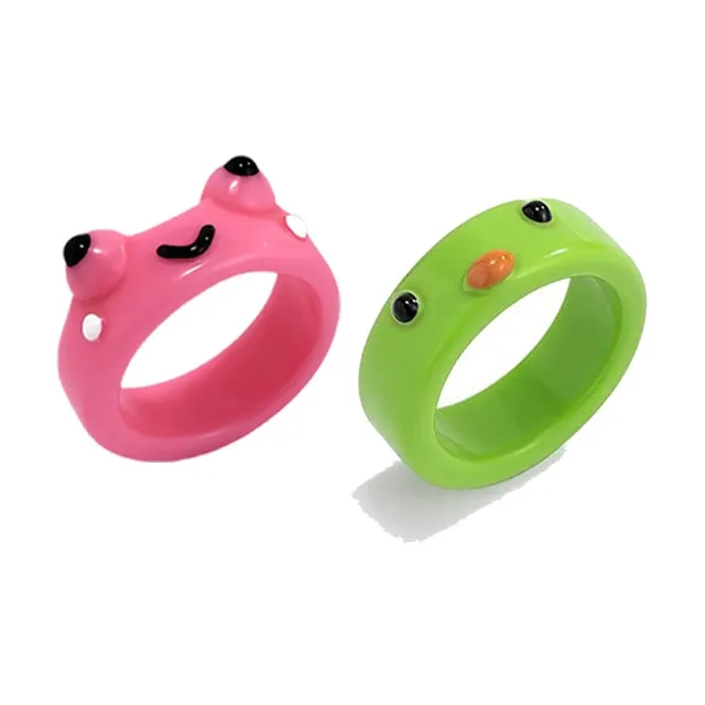 Cute Frog Resin Ring 2Pcs