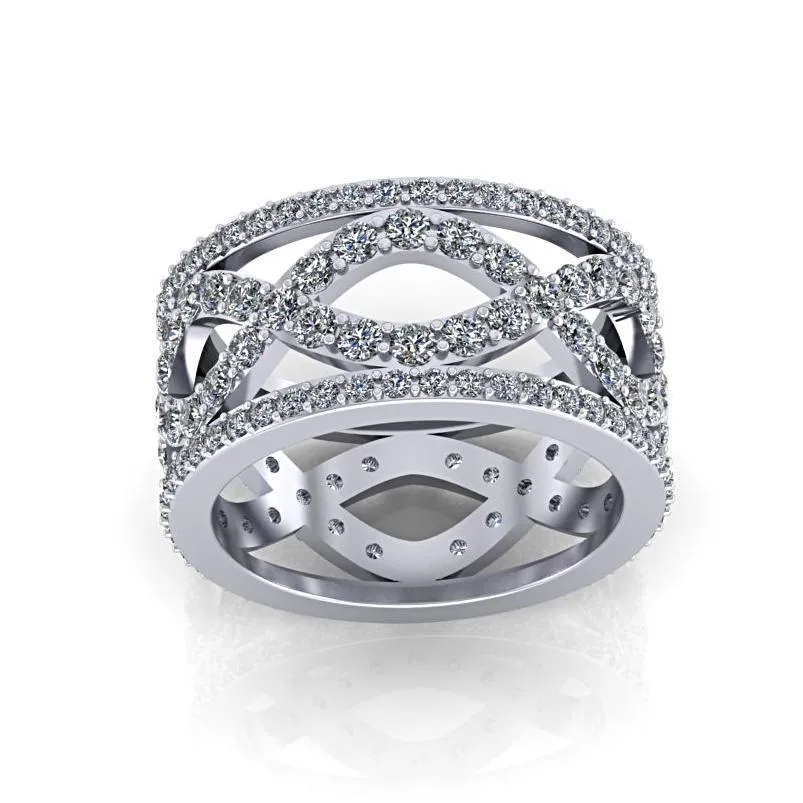 Diamond Infinity Design Ring 18K White Gold