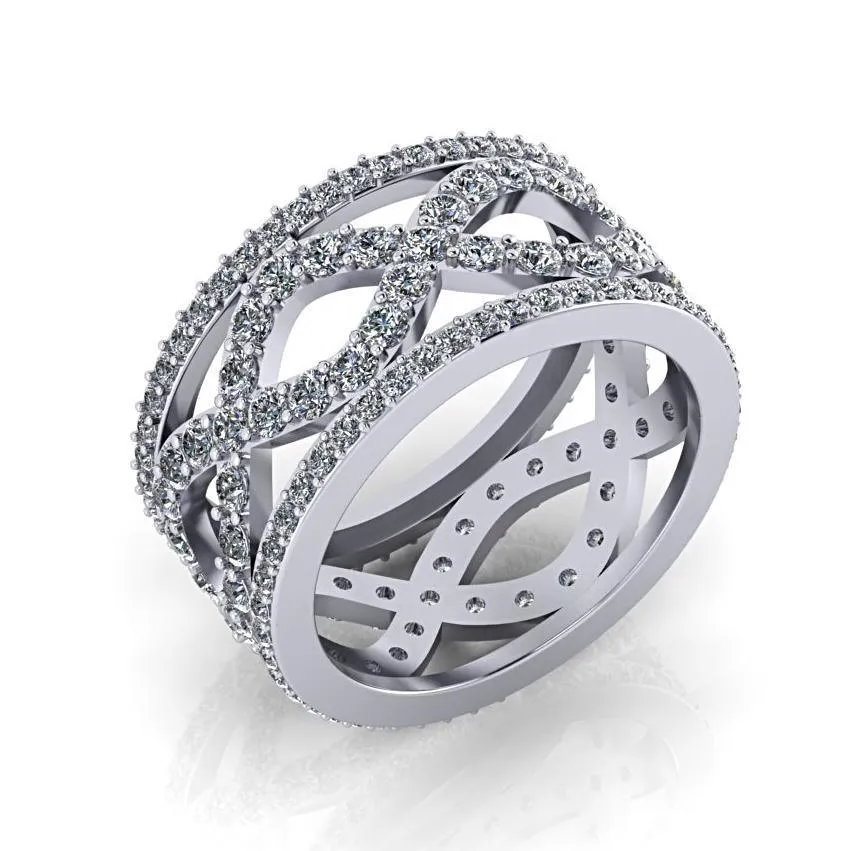 Diamond Infinity Design Ring 18K White Gold