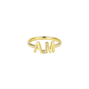 Double Initial Gemstone Ring