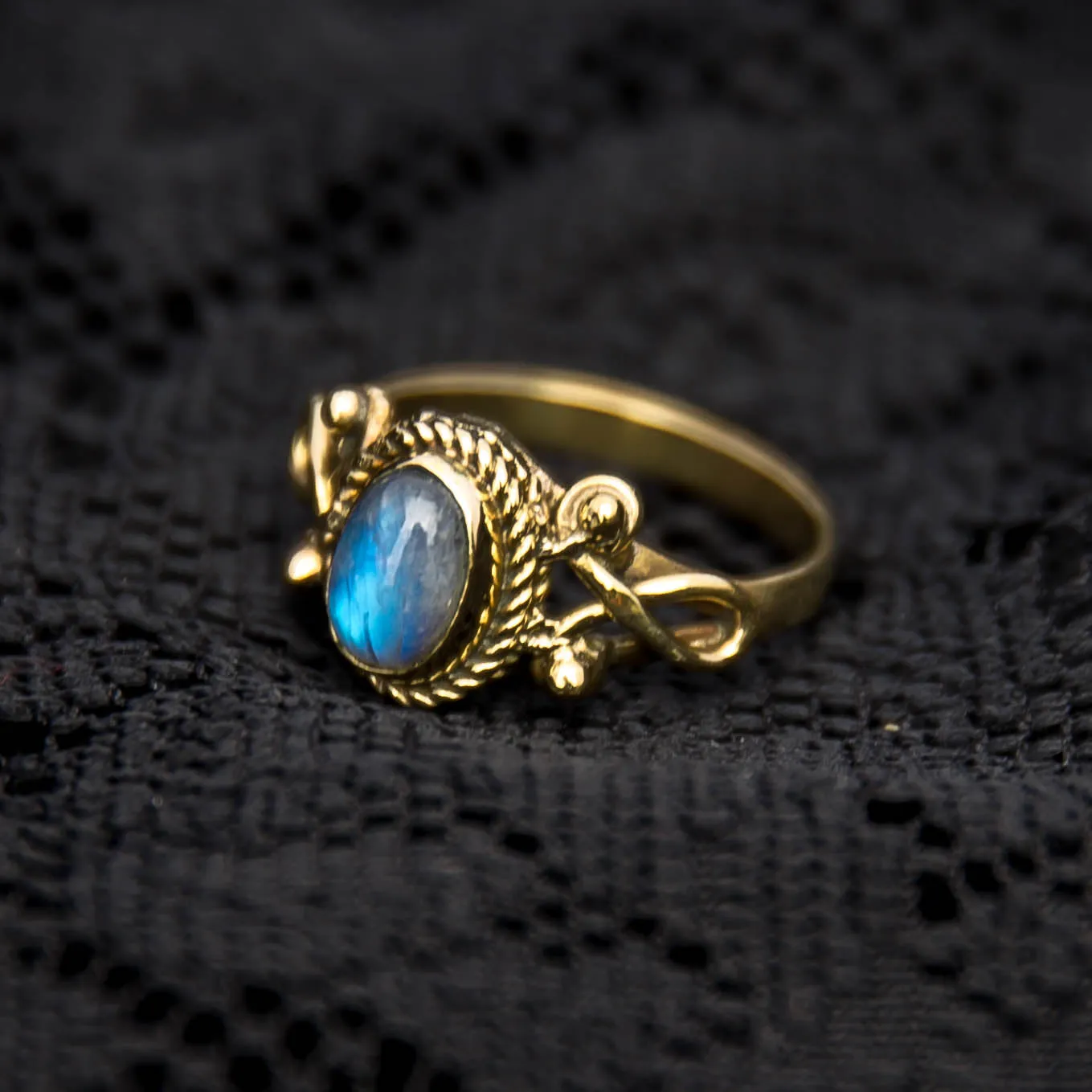 Durga Ring - Brass - Moonstone