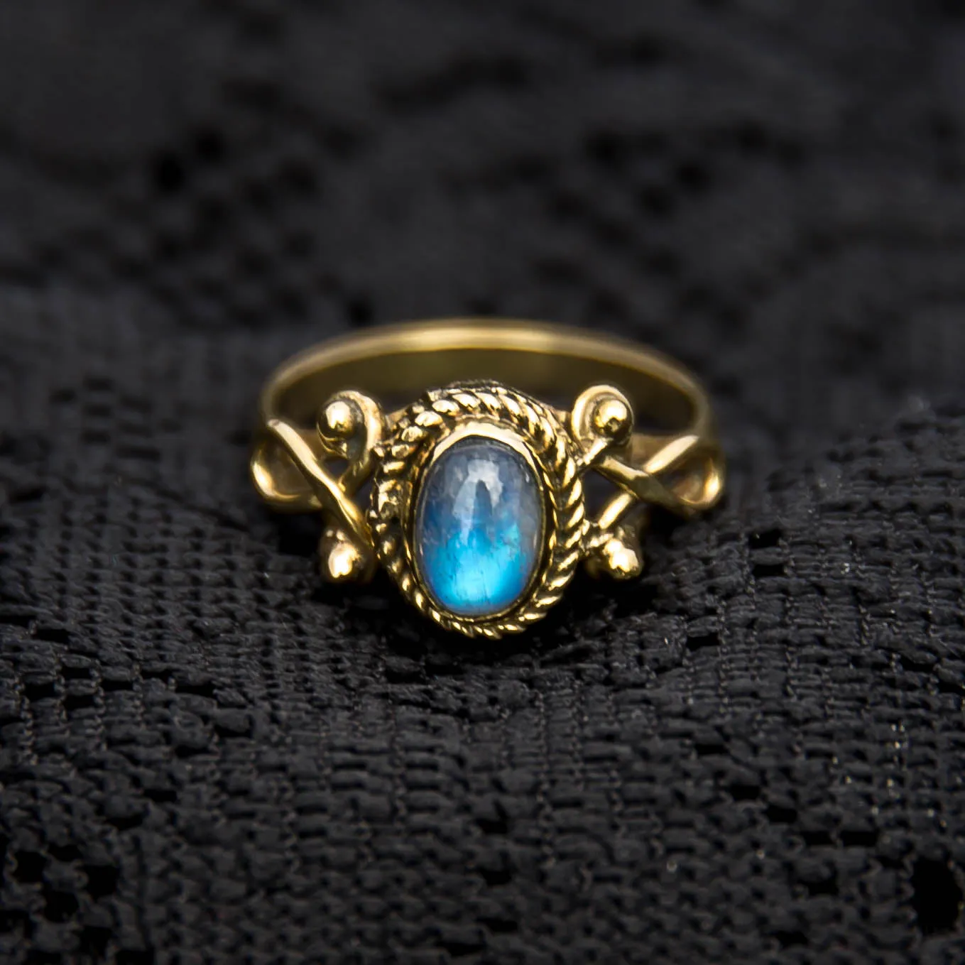 Durga Ring - Brass - Moonstone