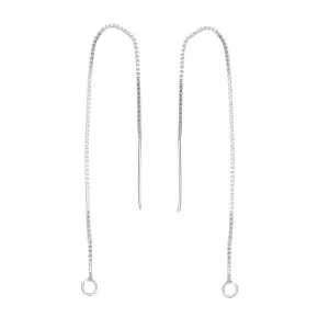 Earring Findings, Ear Threads 4 Inch with Loop, Sterling Silver (1 Pair)