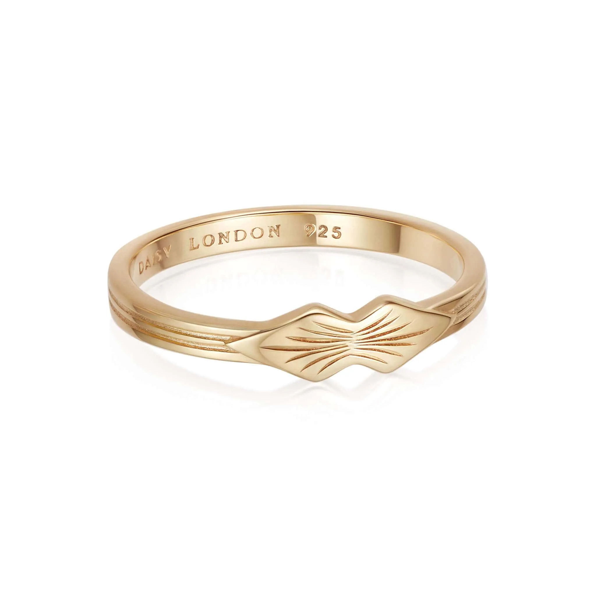 Engraved Palm Band Ring 18ct Gold Plate