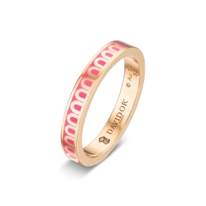 L'Arc de DAVIDOR Ring PM, 18k Rose Gold with Flamant Lacquered Ceramic