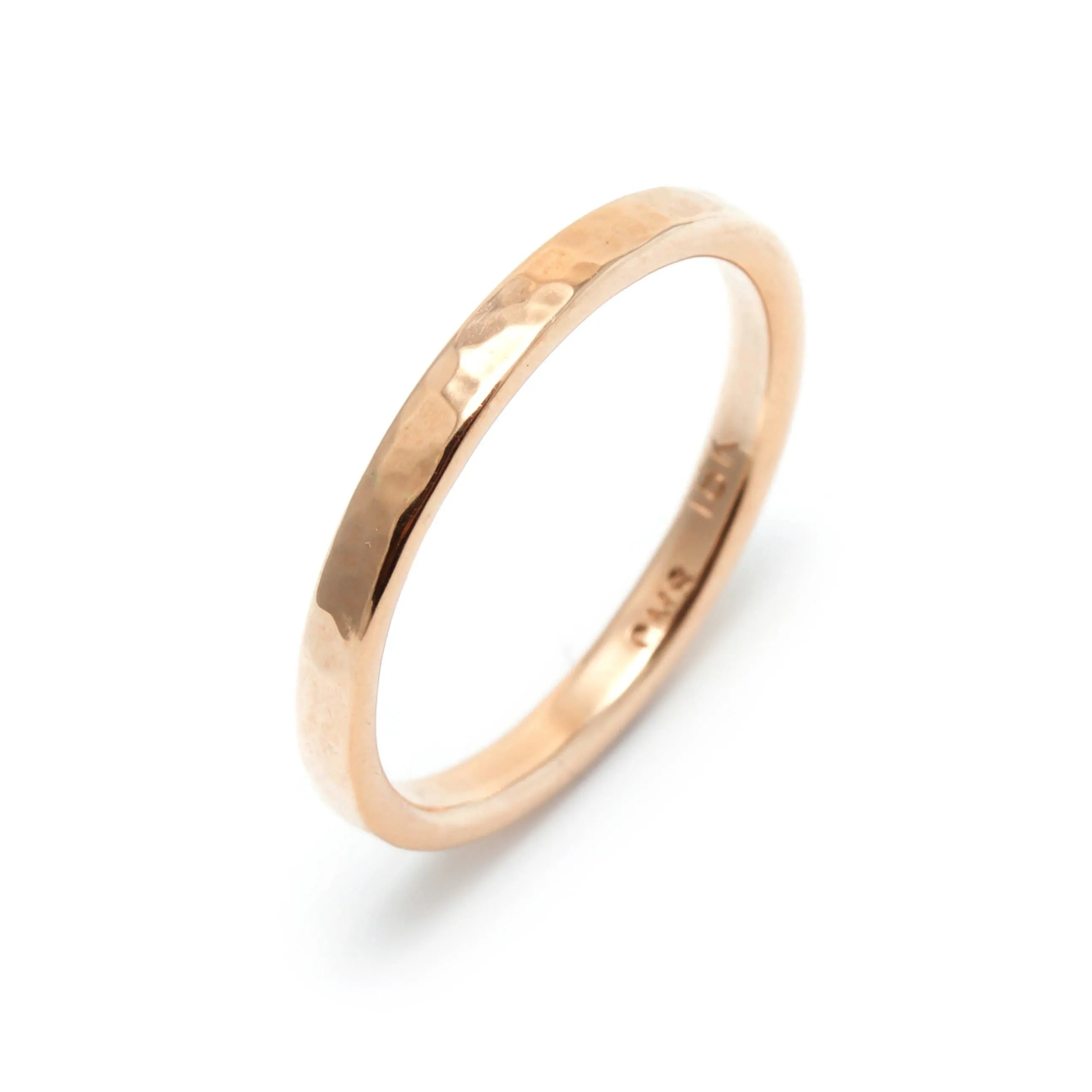 Peened Wedding Ring in 18K Rose Gold