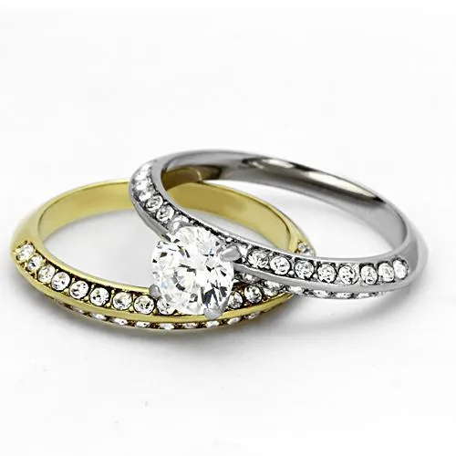 Plating Stainless Steel Ring AAA GRD CZ Clear TK967 for Women Style TK967
