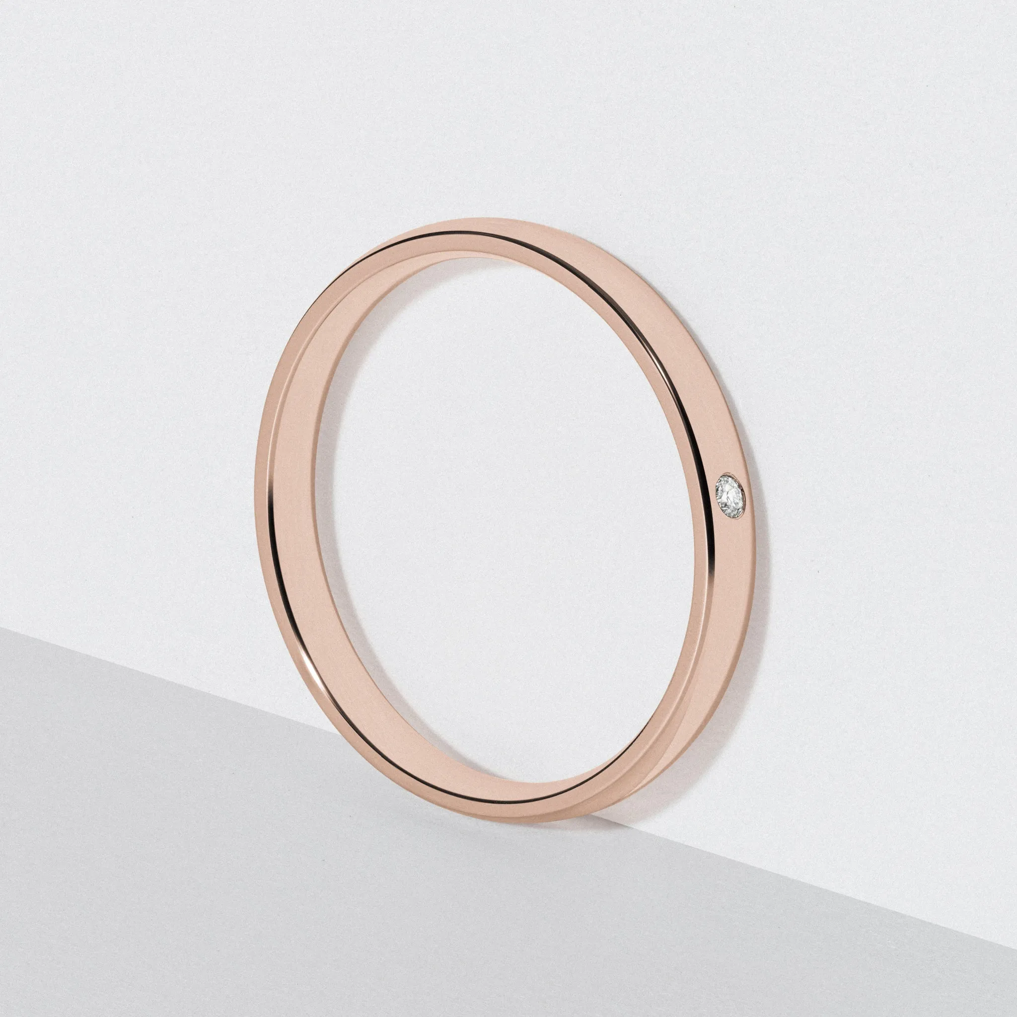 Rose Gold Classic Diamond Wedding Band - Polished 2.5mm