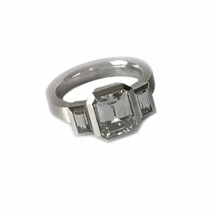 Series 20 | Oblique Fine, 3 Stone Ring, Plat.   9 x 7 mm Engagement Mtg.