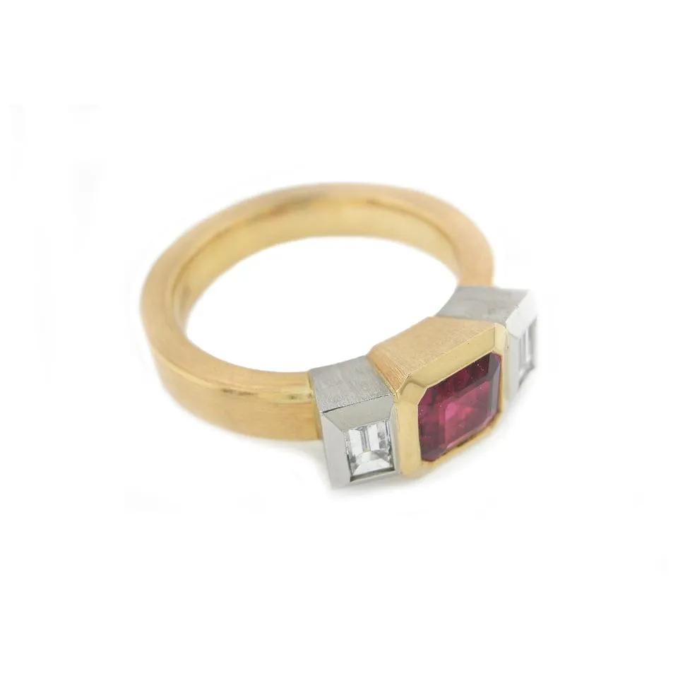 Series 20 | Oblique Fine Engagement Ring, 18k, Plat., Ruby   Dia. (SIZE 6.5)