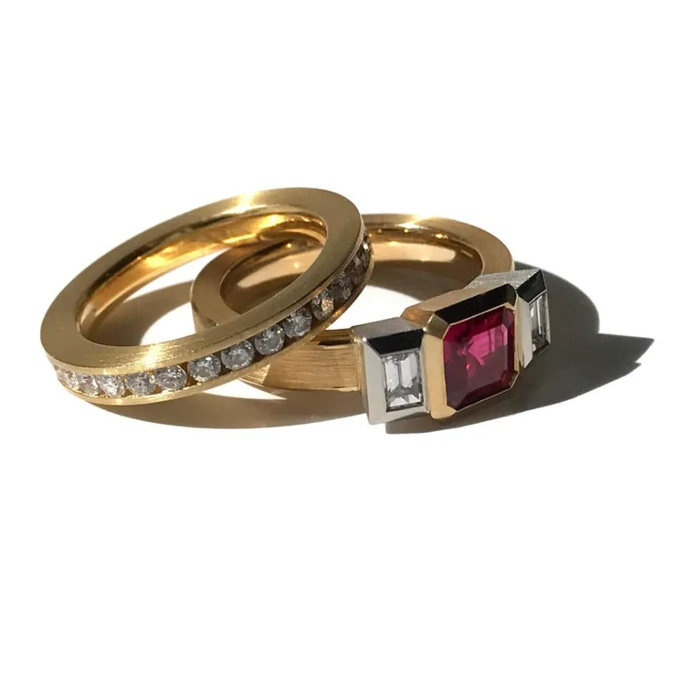 Series 20 | Oblique Fine Engagement Ring, 18k, Plat., Ruby   Dia. (SIZE 6.5)