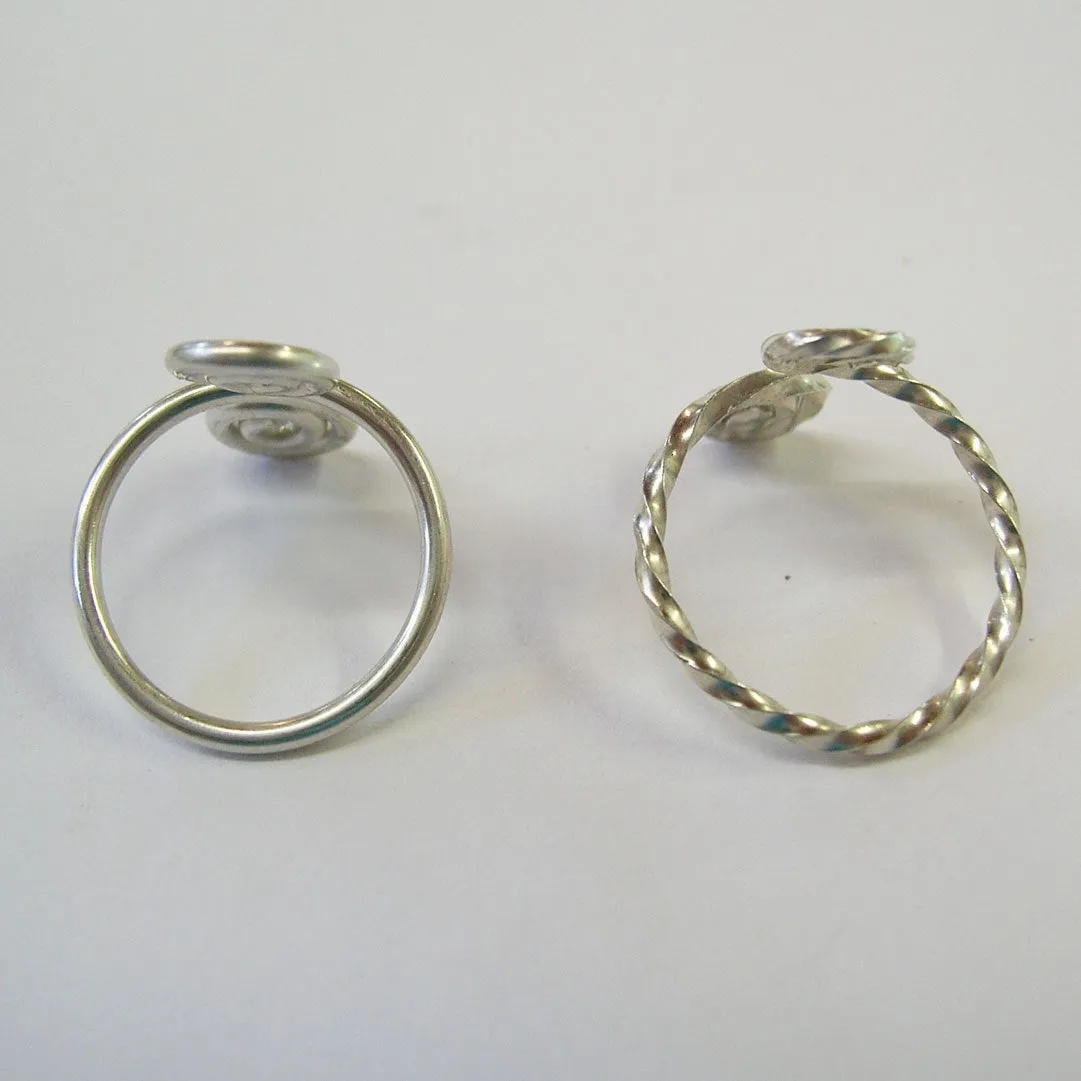 Sterling Silver Adjustable Toe Rings, 1 Twist 1 Smooth - Set of Two