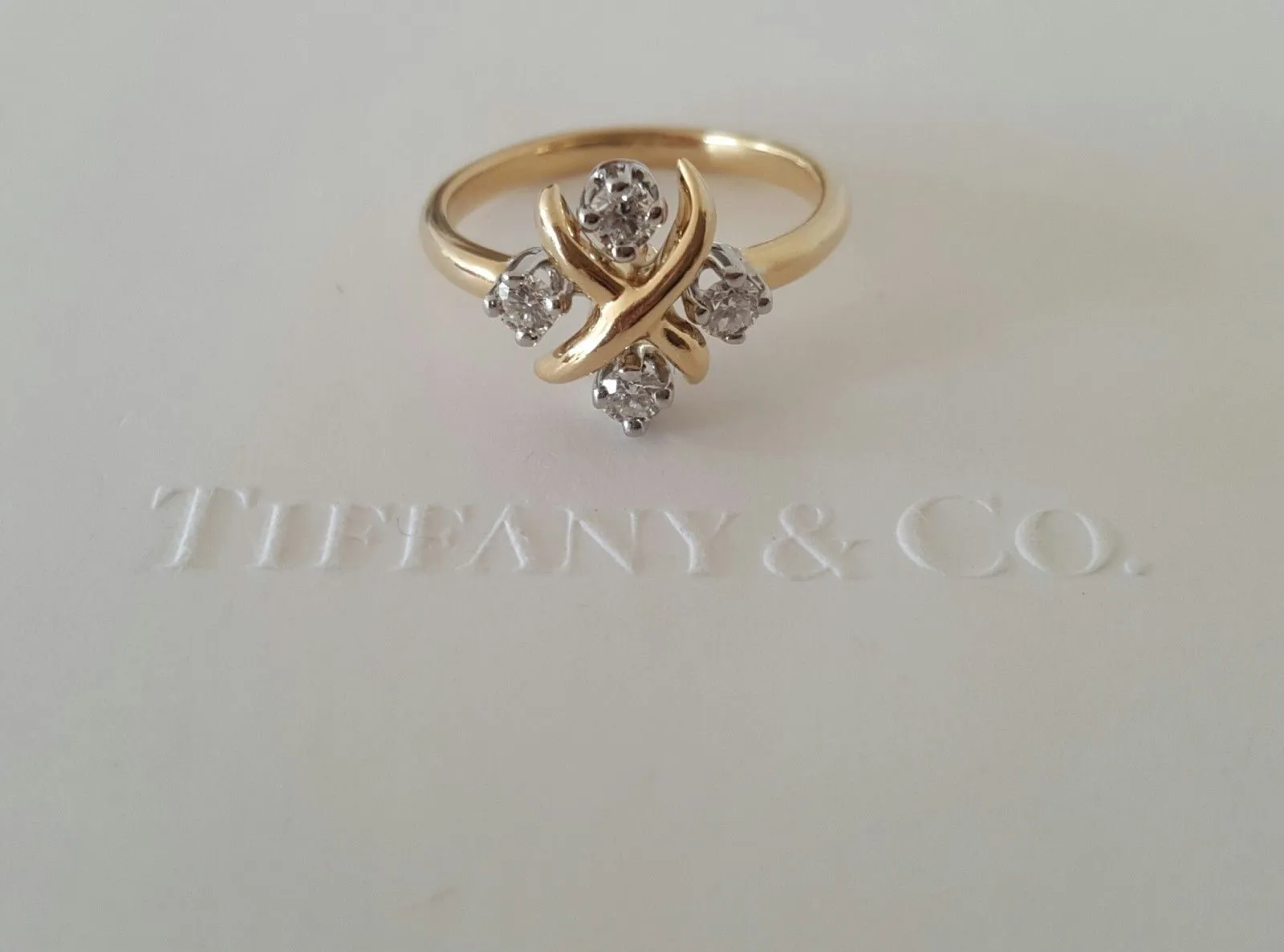 Tiffany & Co. Schlumberger 0.20tcw Diamond Platinum 18ct Yellow Gold Ring