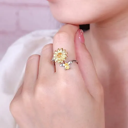 To My Daughter Adjustable Sunflower Fidget Ring