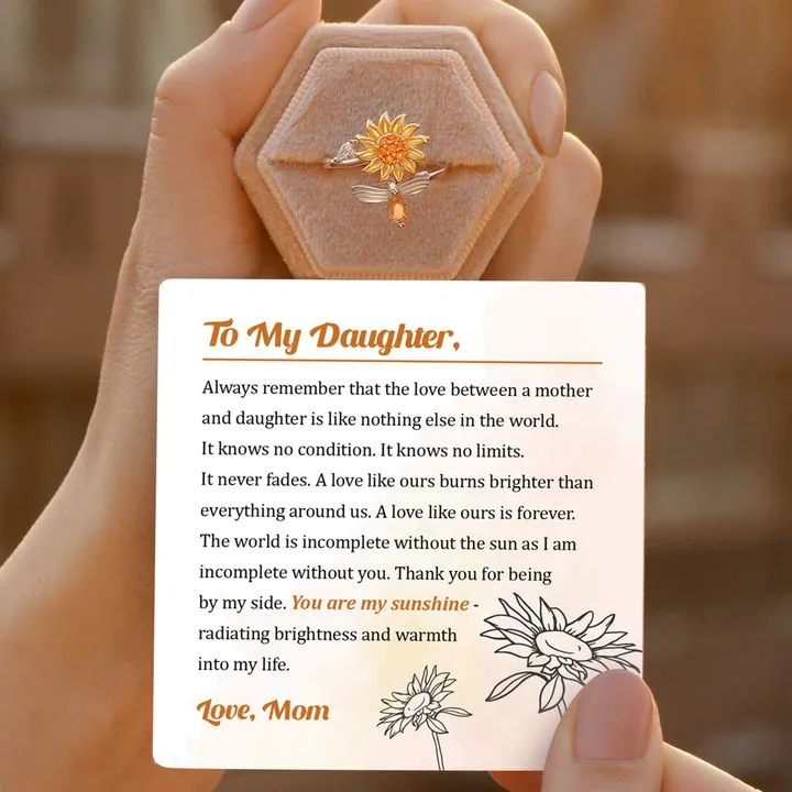 To My Daughter Adjustable Sunflower Fidget Ring