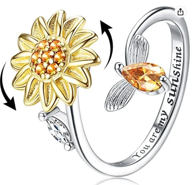 To My Daughter Adjustable Sunflower Fidget Ring
