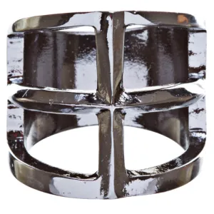 Trendy Square Shaped Hollow Design Statement Fashion Size 8 Ring R215 Black