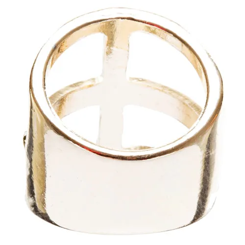 Trendy Square Shaped Hollow Design Statement Fashion Size 8 Ring R215 Gold
