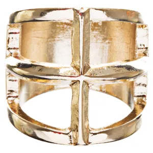 Trendy Square Shaped Hollow Design Statement Fashion Size 8 Ring R215 Gold
